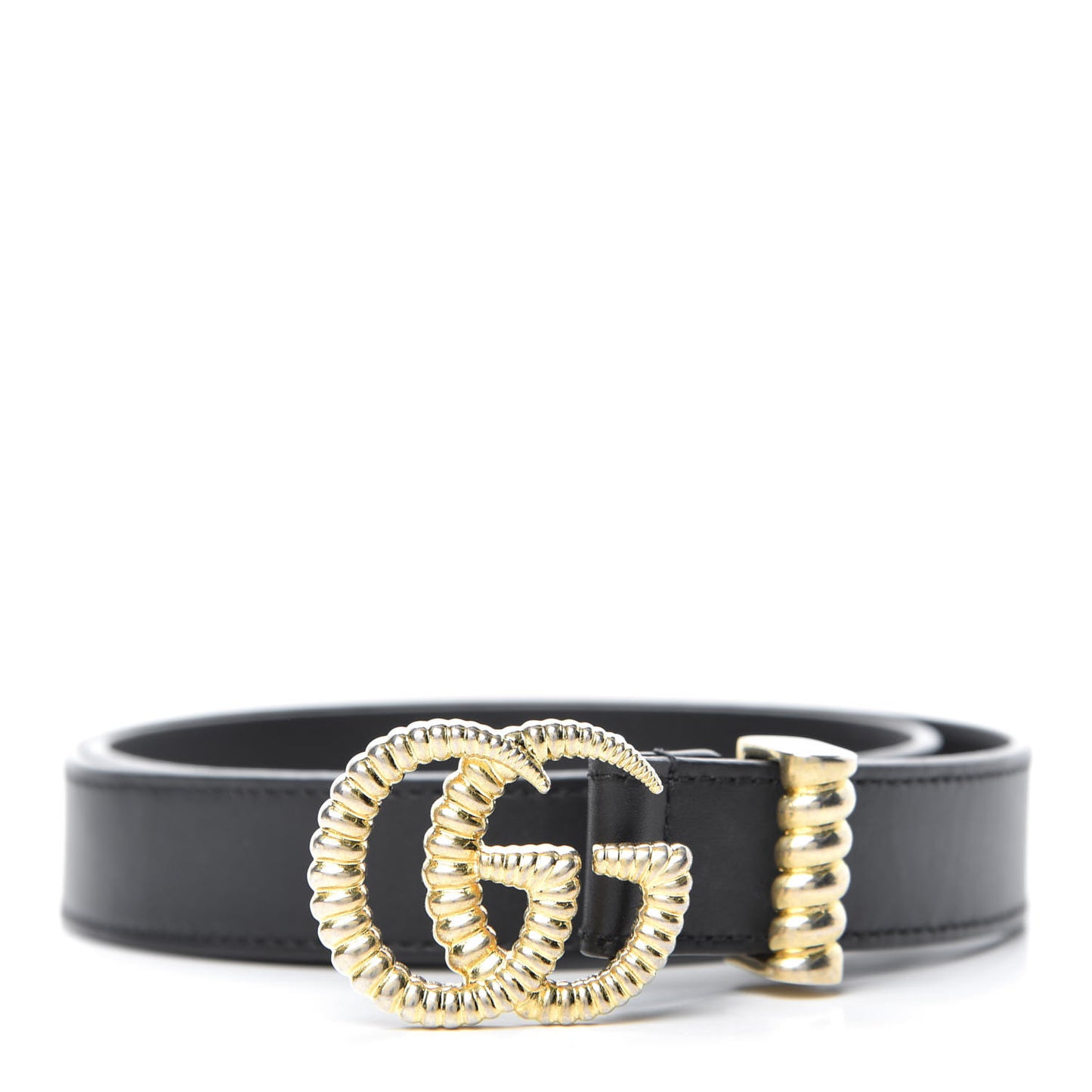 Moon Calfskin Torchon Double G 25mm Belt 75 30 Black