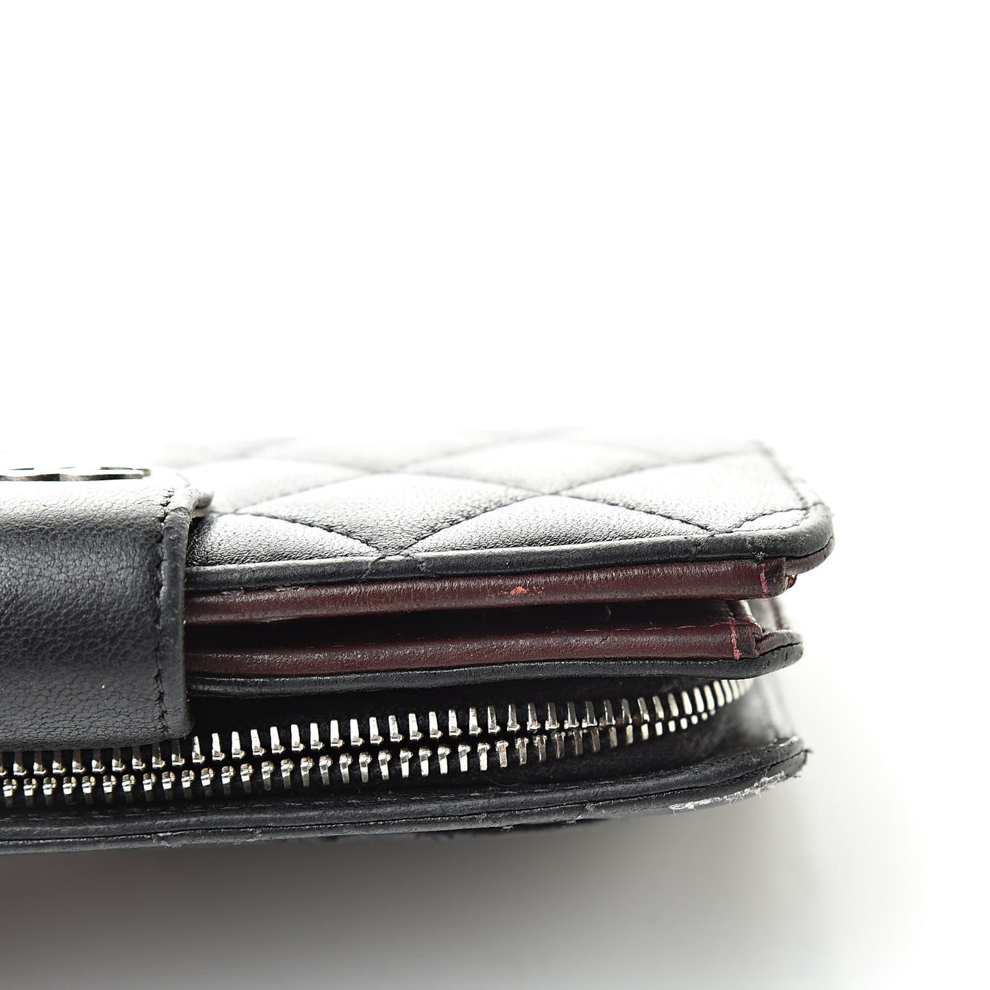 Lambskin Quilted Zipped Pocket Wallet Black