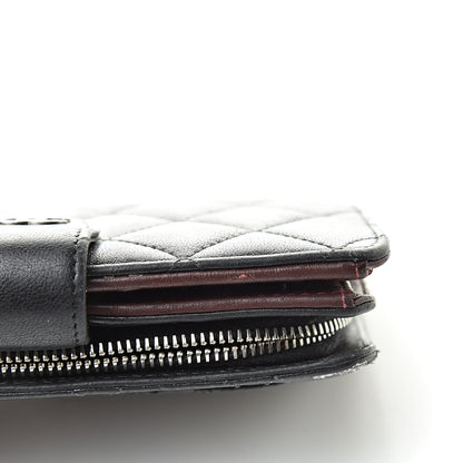 Chanel Lambskin Quilted Zipped Pocket Wallet Black 14 of 19