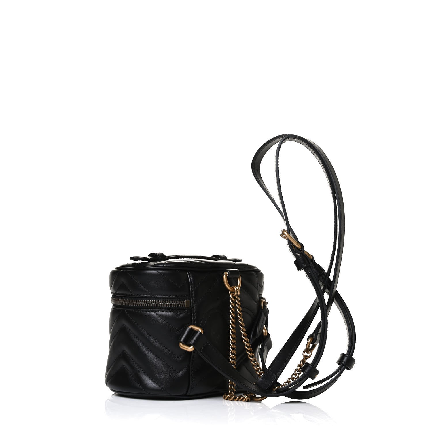 Gucci Calfskin Matelasse Mini GG Marmont Round Backpack Black 2 of 12
