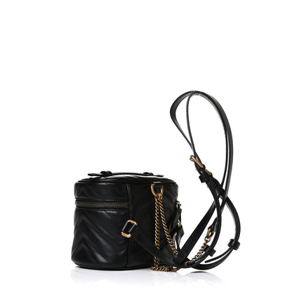 Gucci Calfskin Matelasse Mini GG Marmont Round Backpack Black 2 of 12