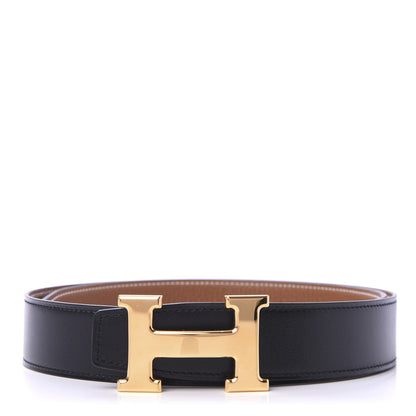Hermes Box Togo 32mm H Belt 80 Black Gold 1 of 6