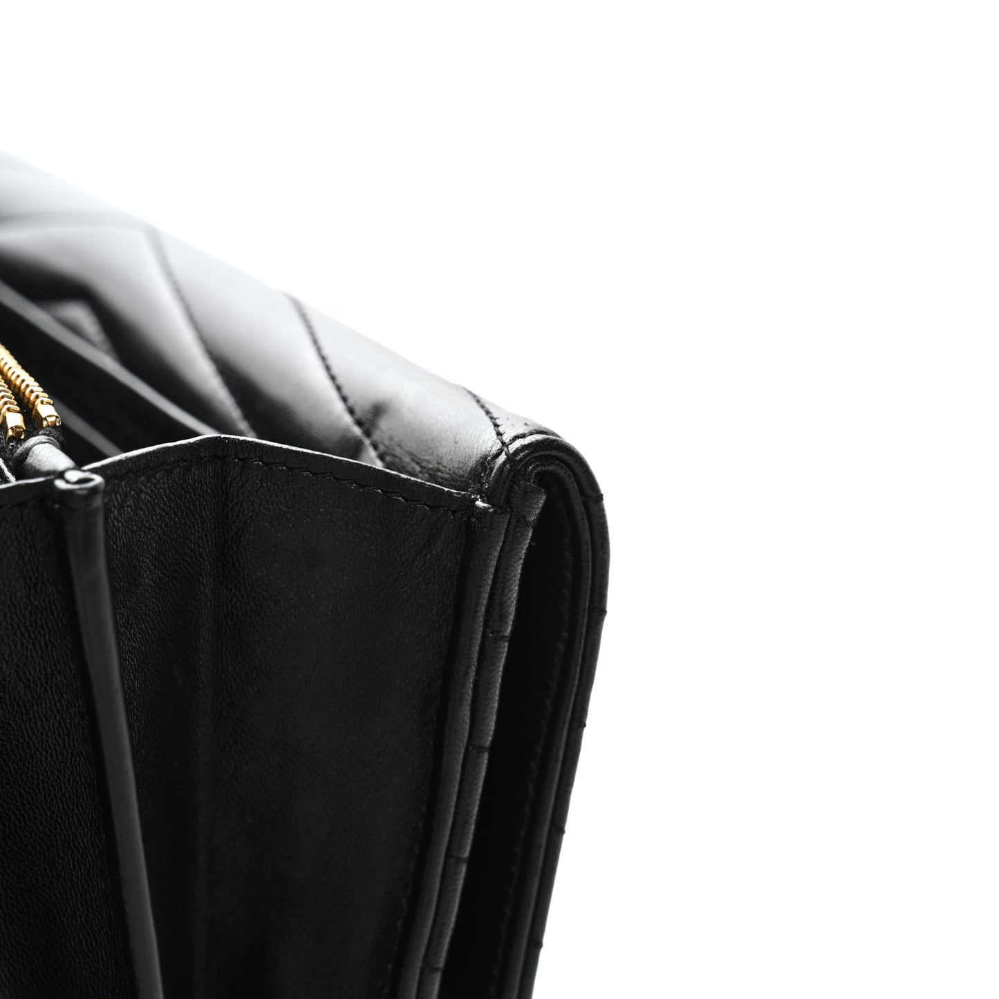 Lambskin Matelasse Chevron Monogram Sulpice Chain Wallet Black