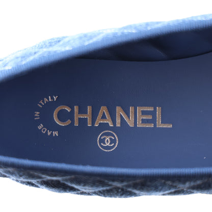 Chanel Washed Denim Quilted Cap Toe CC Ballerina Flats 39 Blue 9 of 10