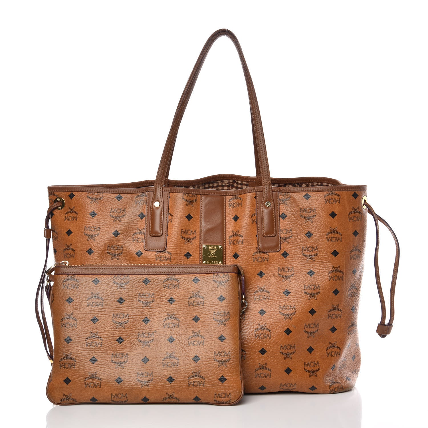 MCM Visetos Large Liz Reversible Shopper Tote Cognac 3 of 32