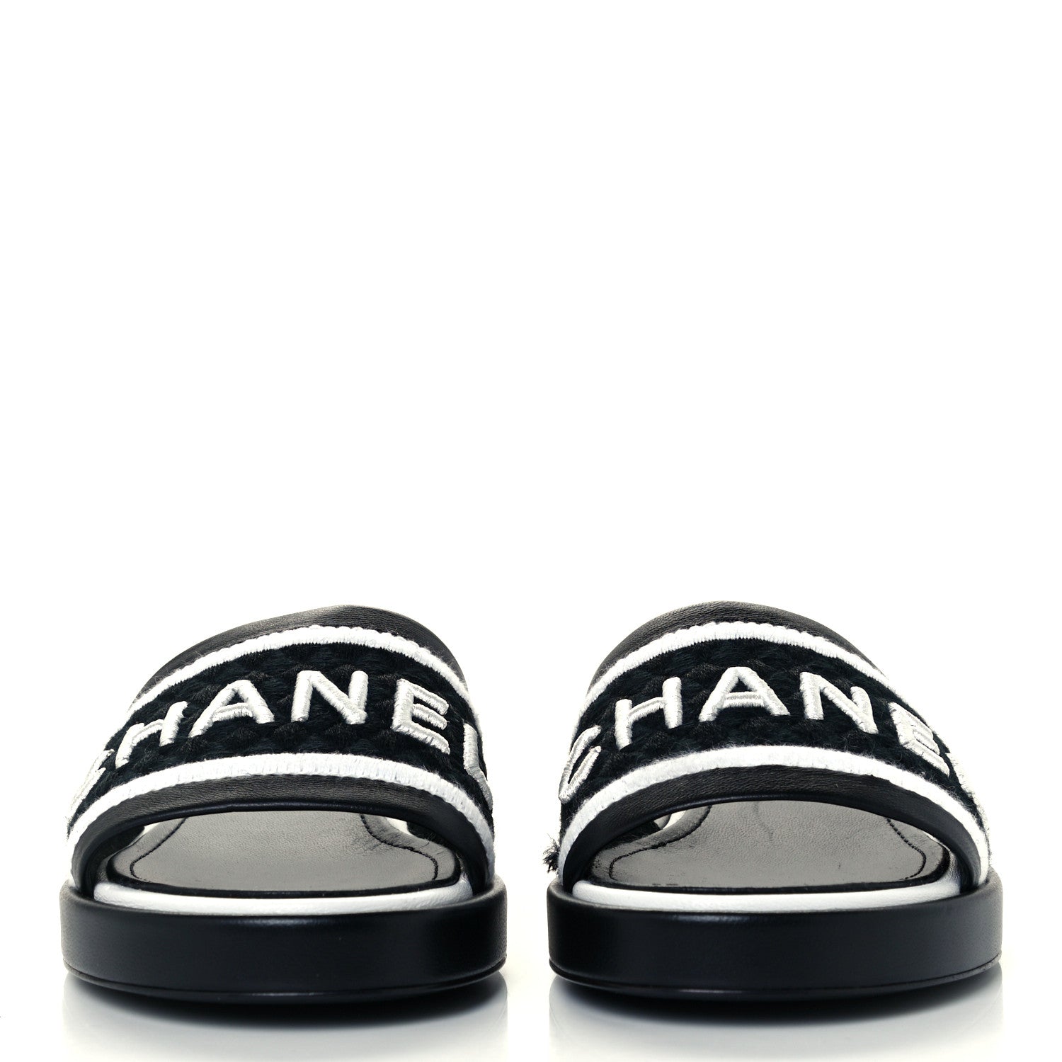 Chanel Lambskin Embroidered CC Mule Sandal 36 Black White 3 of 10