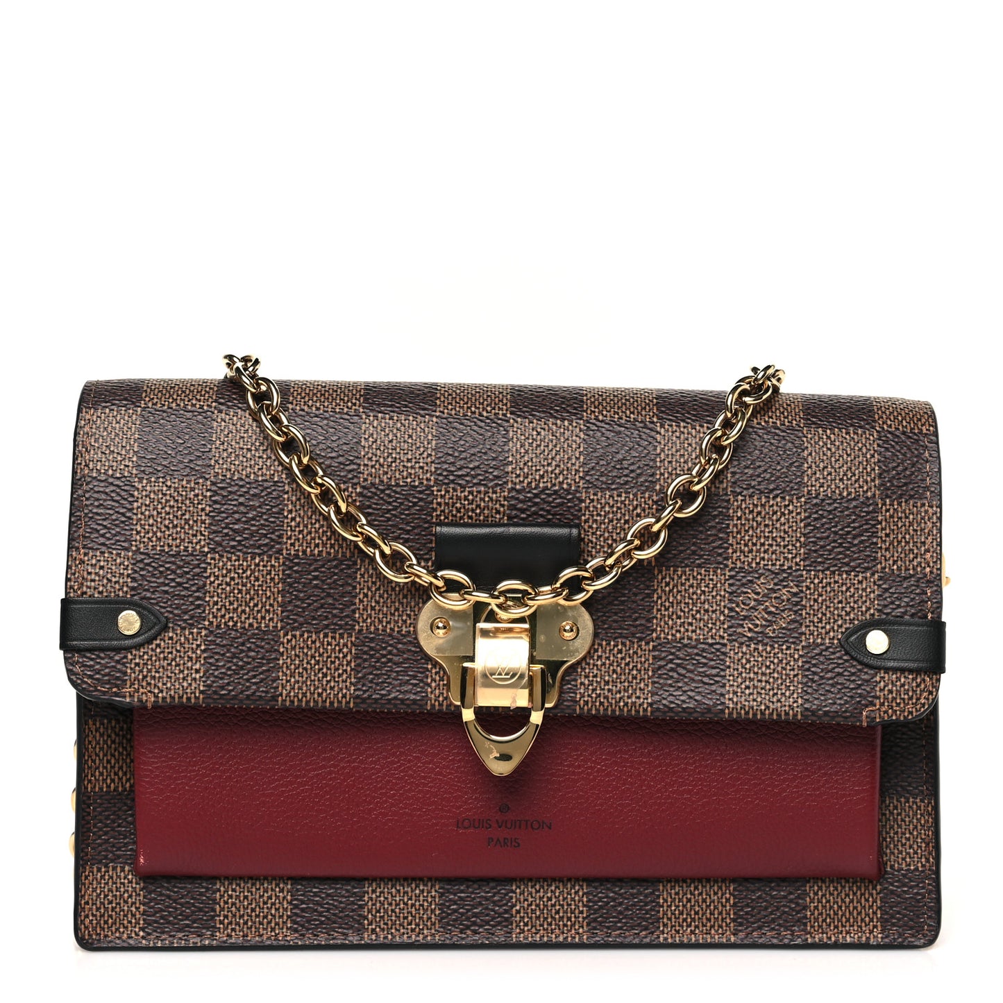 Damier Ebene Vavin Chain Wallet Bordeaux