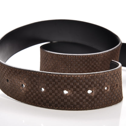 Louis Vuitton Suede Calfskin Mini Damier 40mm LV Initiales Belt 85 34 Moka 4 of 9