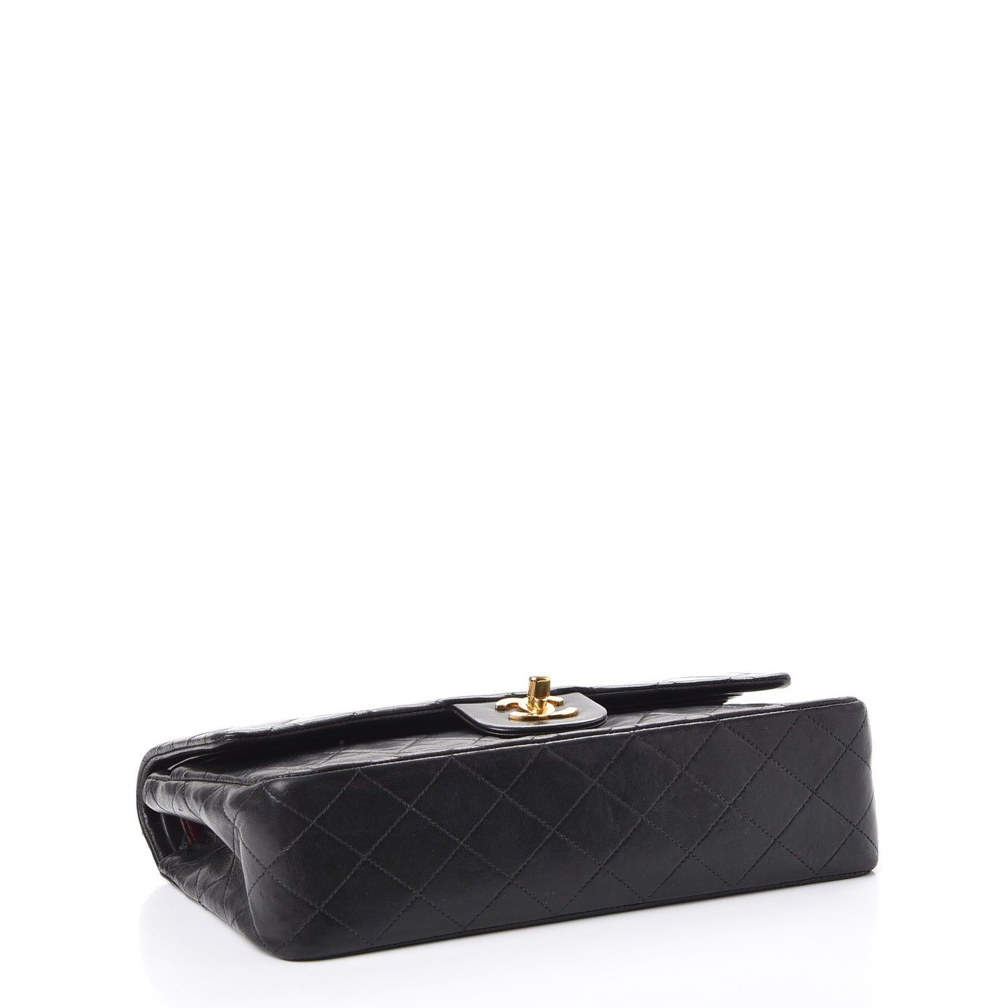 Lambskin Quilted Medium Double Flap Black