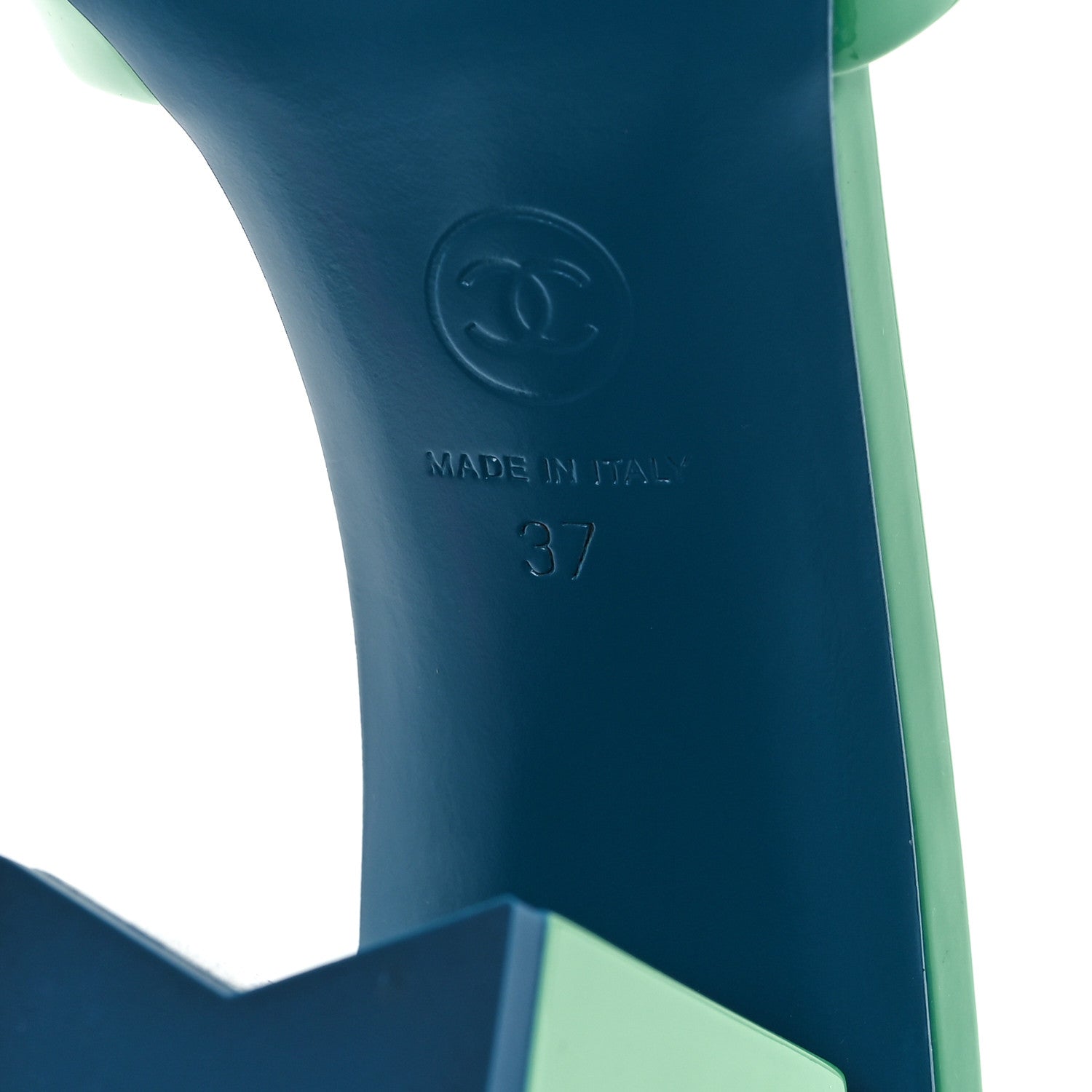 Chanel Patent CC Mules 37 Green Turquoise 7 of 10