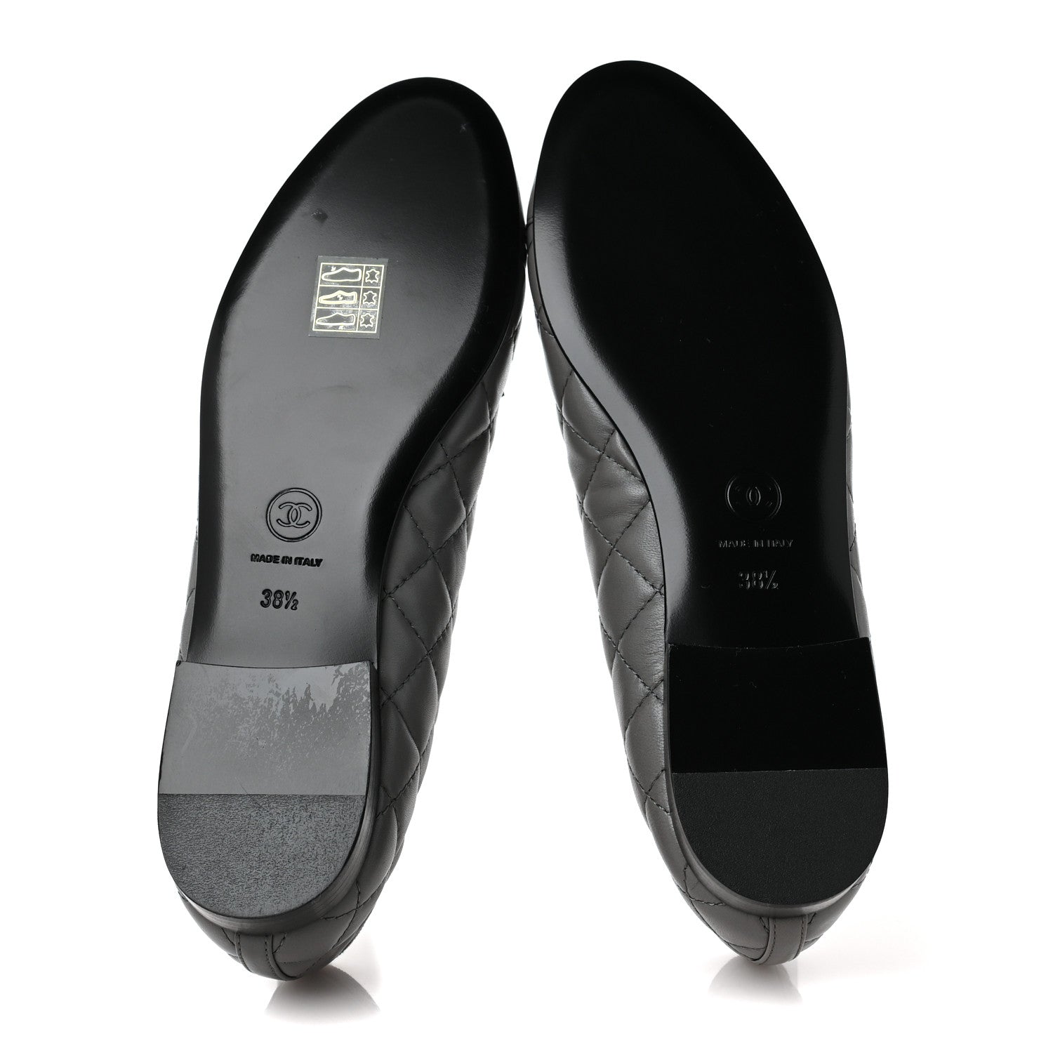 Chanel Lambskin Quilted CC Cap Toe Ballerina Flats 38.5 Grey 5 of 8