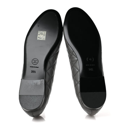 Chanel Lambskin Quilted CC Cap Toe Ballerina Flats 38.5 Grey 5 of 8
