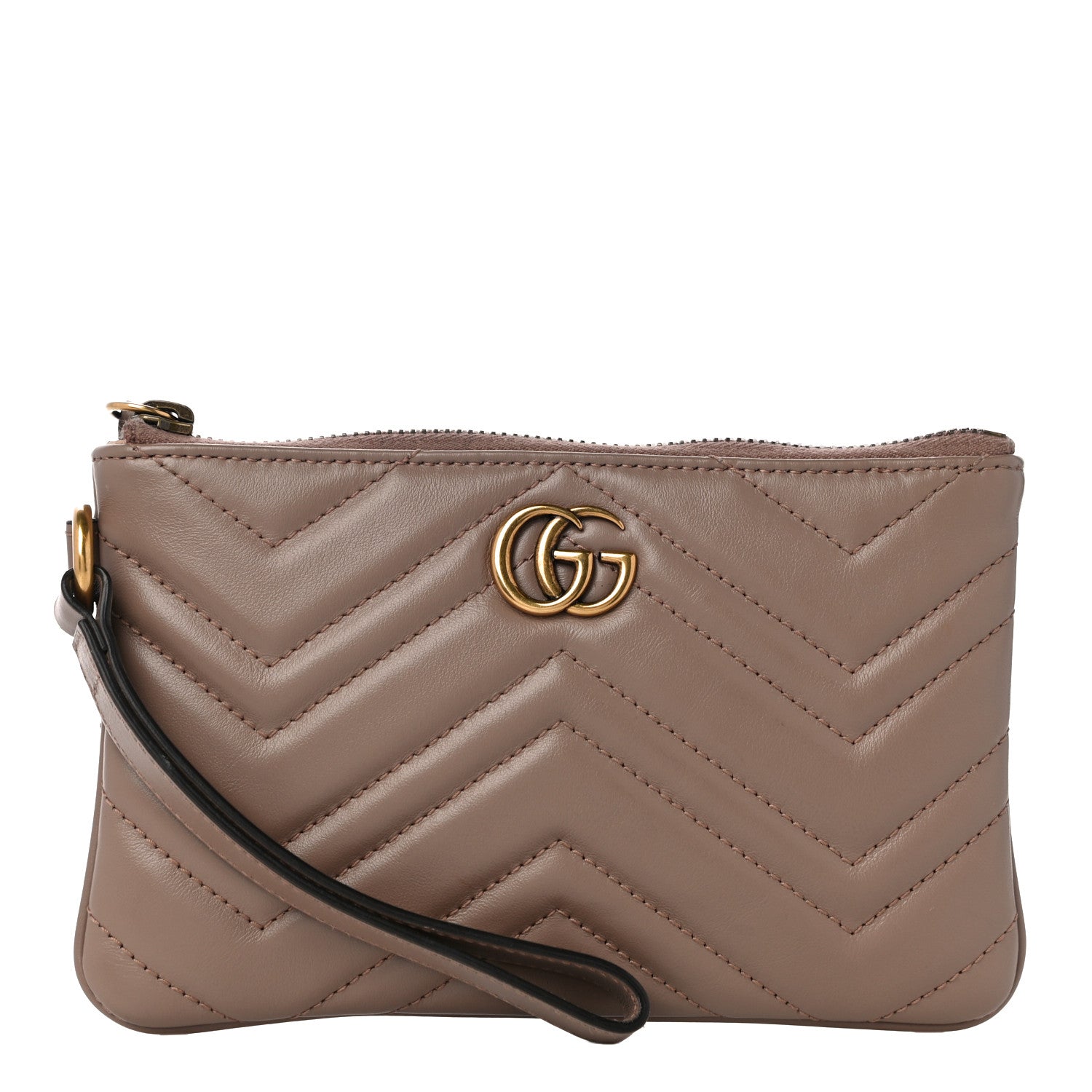 Gucci Calfskin Matelasse GG Marmont Wrist Wallet Porcelain Rose 1 of 13