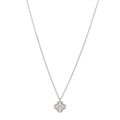 Van Cleef & Arpels 18K White Gold Diamond Sweet Alhambra Pendant Necklace 1 of 5