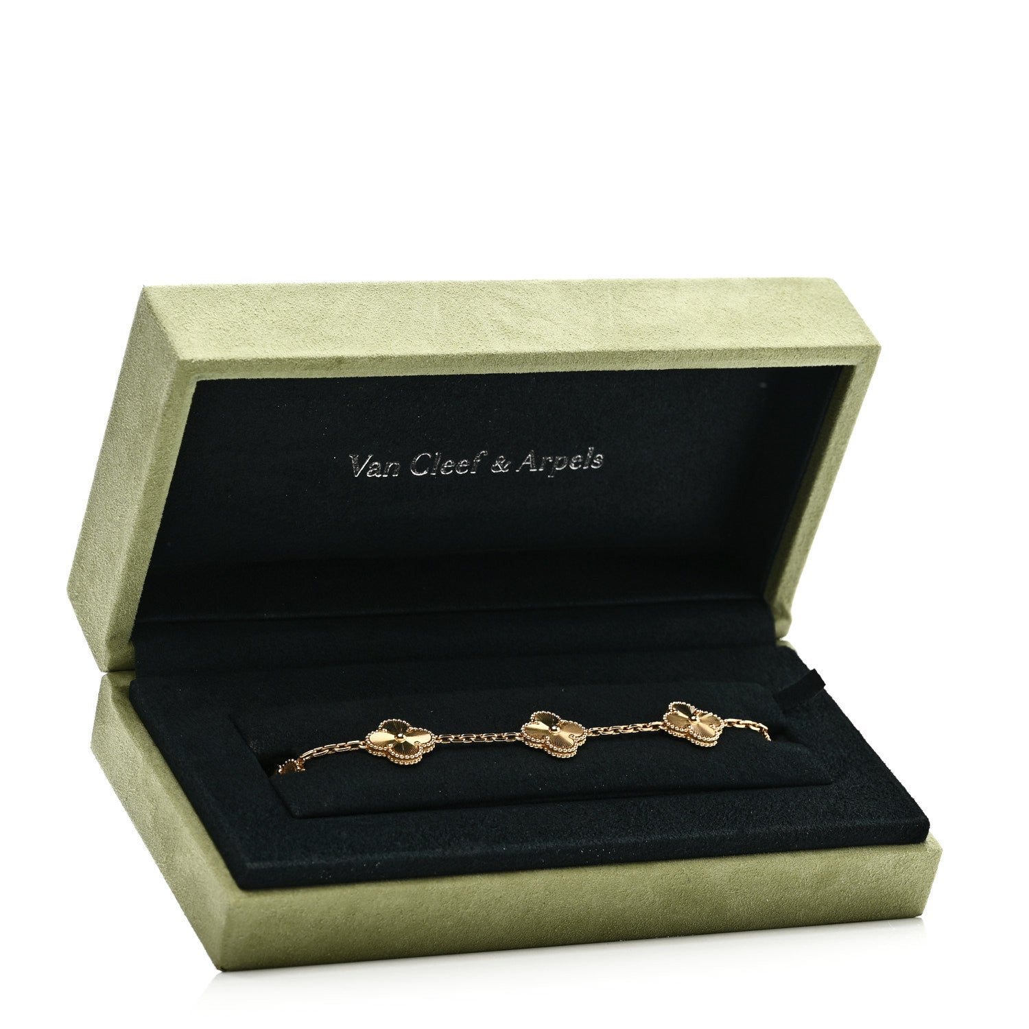 Van Cleef & Arpels 18K Yellow Gold 5 Motifs Guilloche Vintage Alhambra Bracelet 5 of 5