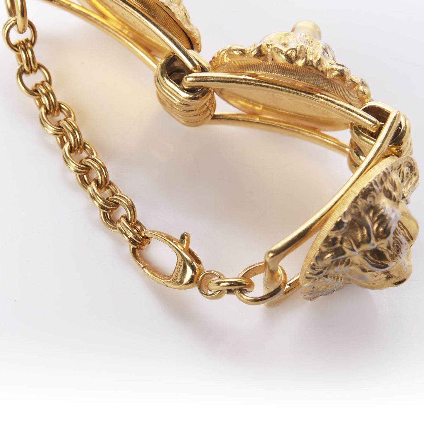 Metal Lion Heads Bracelet M Aged Gold