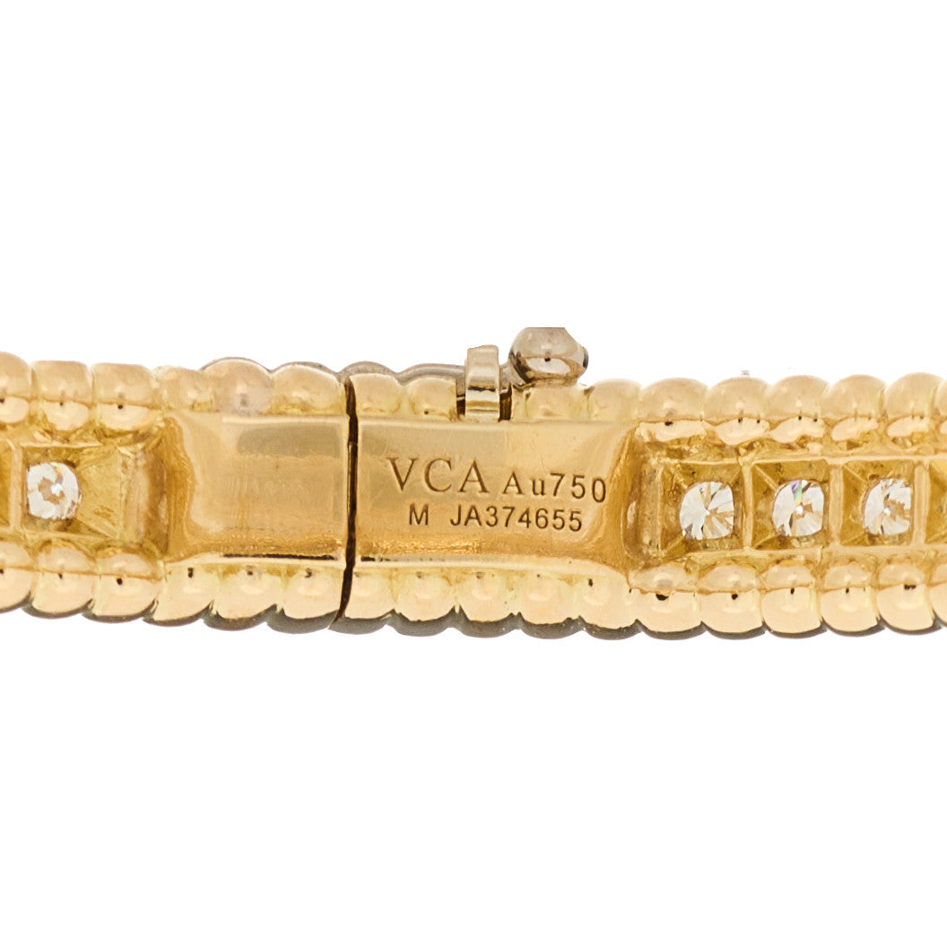 Van Cleef & Arpels 18K Yellow Gold Diamond Perlee 1-Row Bangle Bracelet M 3 of 3