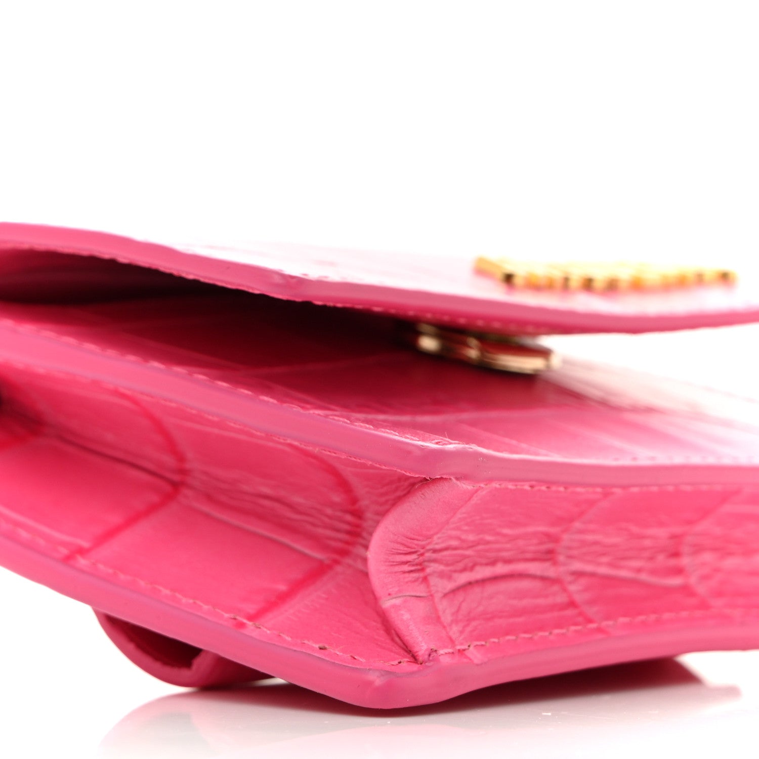 Jacquemus Calfskin Crocodile Embossed La Ceinture Bello Double Tour Belt Bag Pink 8 of 12