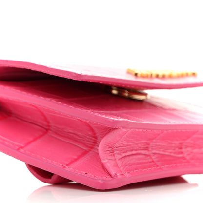 Jacquemus Calfskin Crocodile Embossed La Ceinture Bello Double Tour Belt Bag Pink 8 of 12