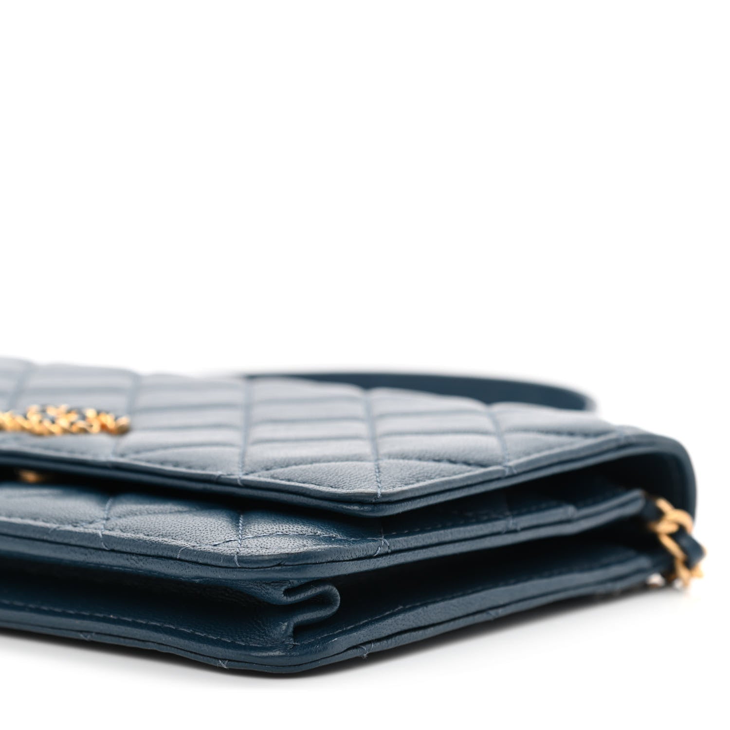 Chanel Goatskin Quilted Chanel 19 Wallet On Chain WOC Blue 11 of 12