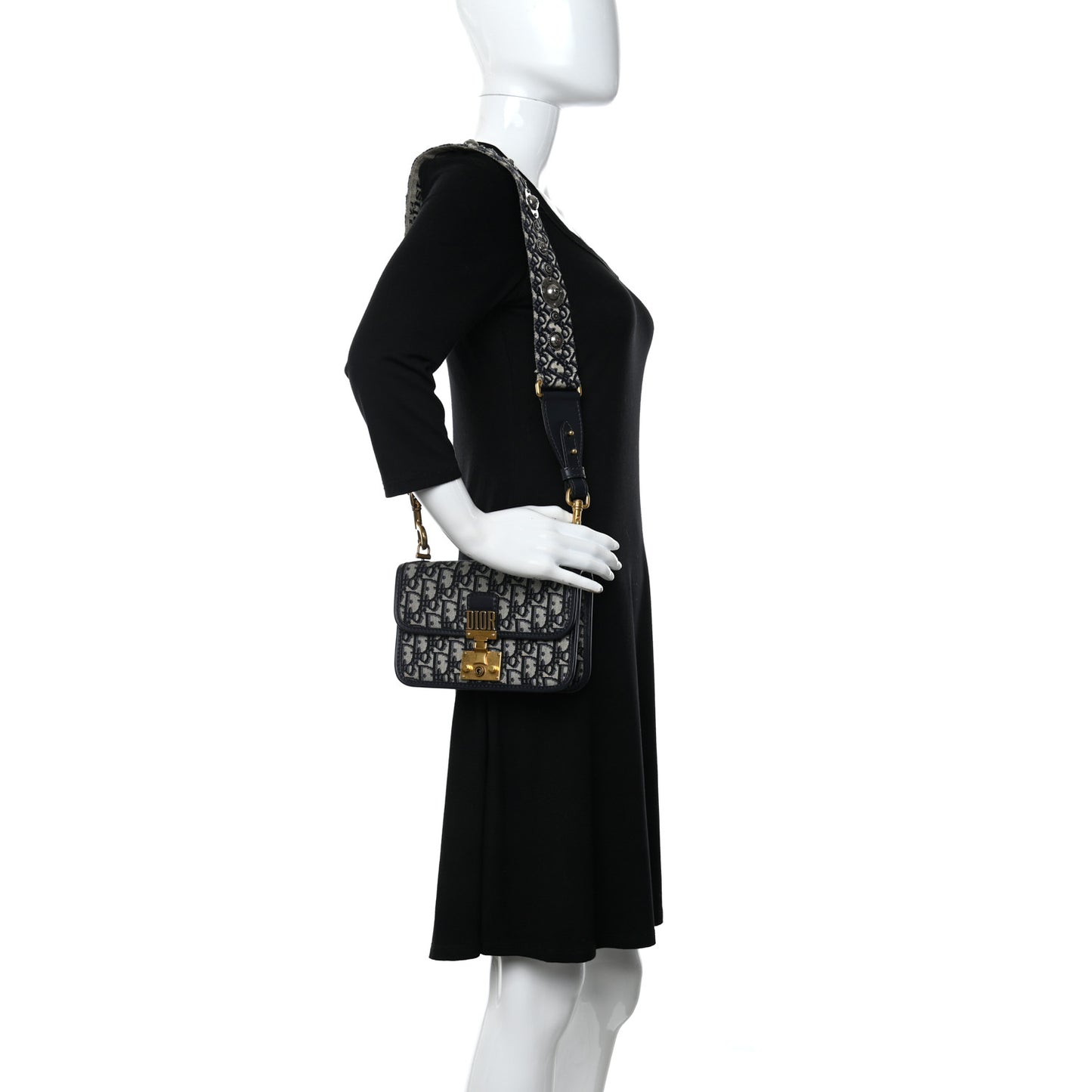 Oblique Small DiorAddict Flap Bag Navy Blue