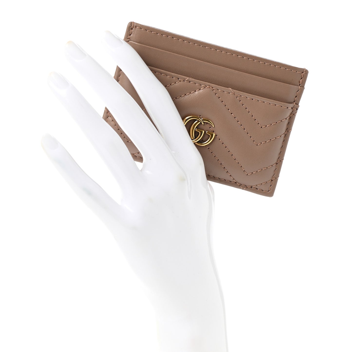 Calfskin Matelasse GG Marmont Card Holder Porcelain Rose
