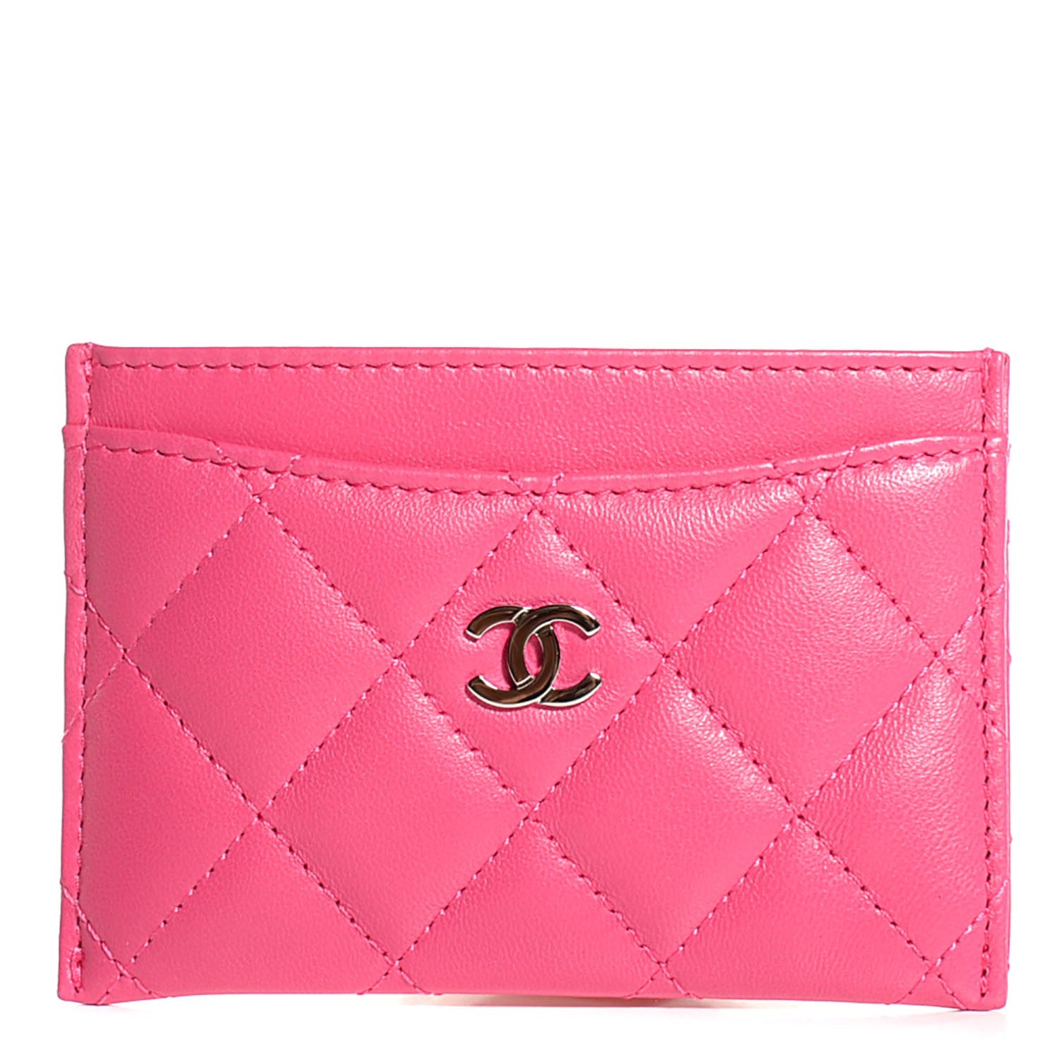 Chanel Lambskin Quilted Card Holder Fuchsia 1 of 8