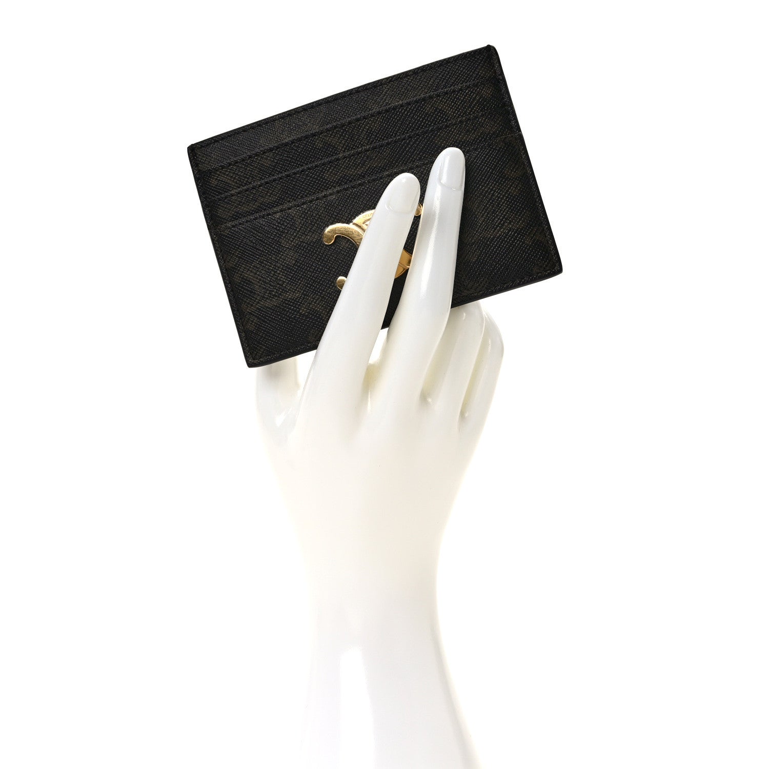 Celine Triomphe Canvas Triomphe Card Holder Tan 2 of 8