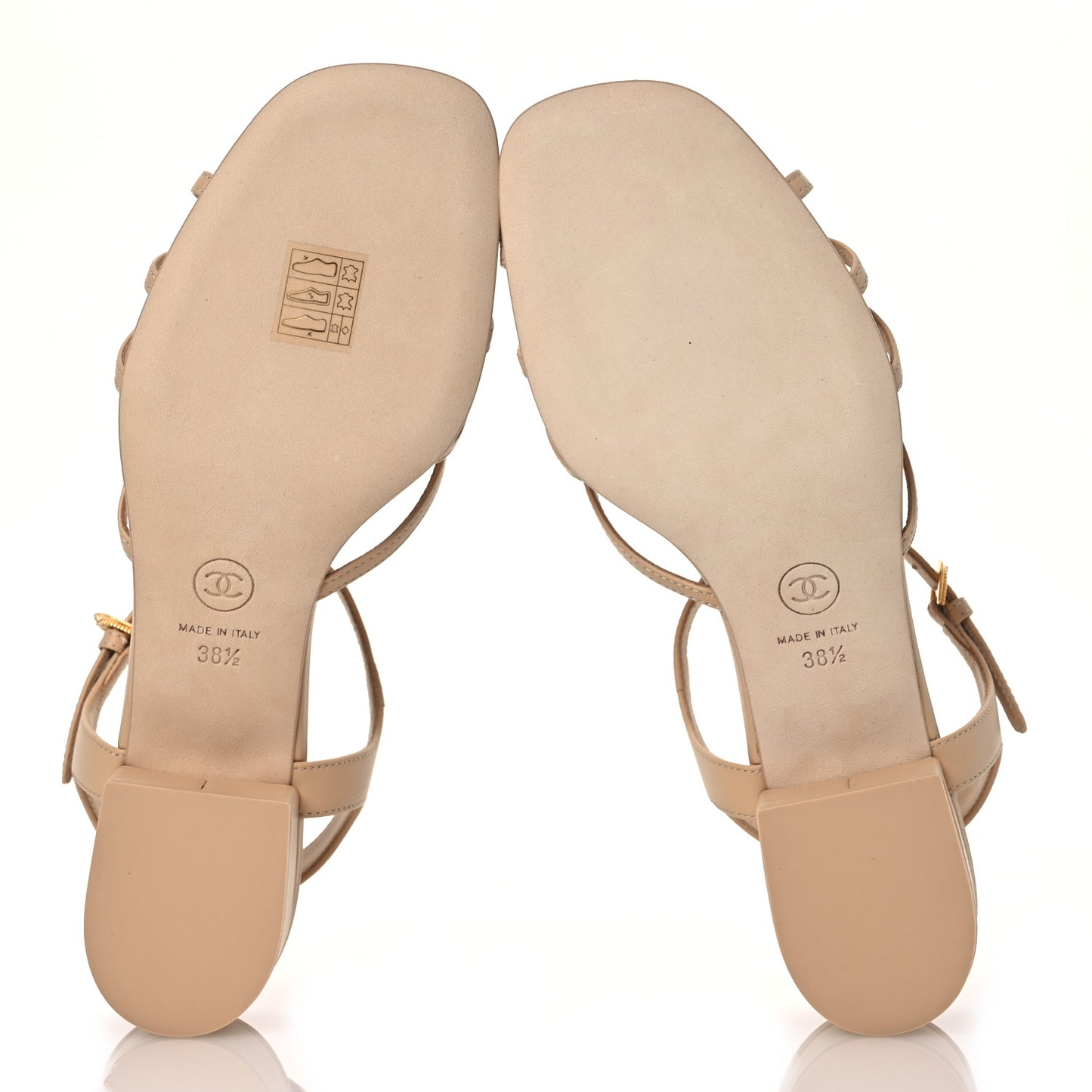 Lambskin Crystal CC Sandals 38.5 Beige
