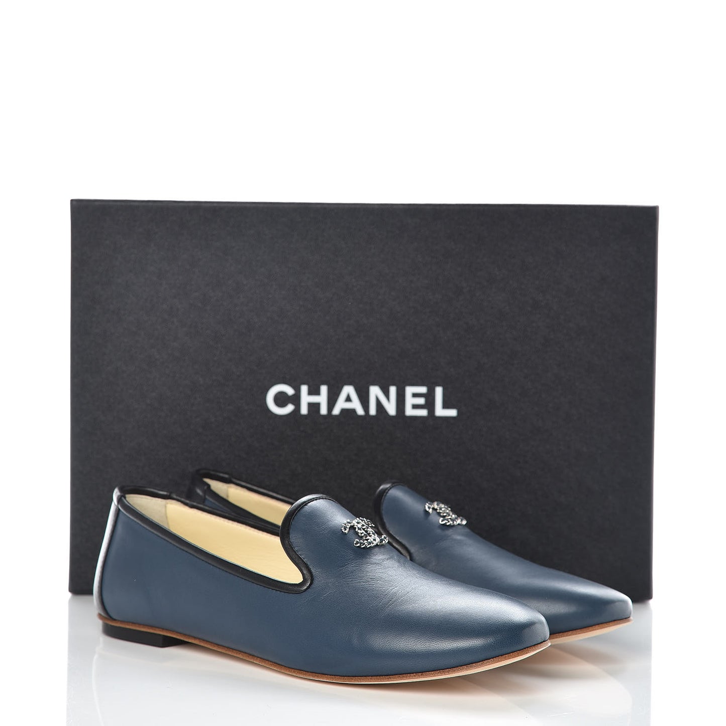 Lambskin CC Mocassin Loafers 38 Dark Blue