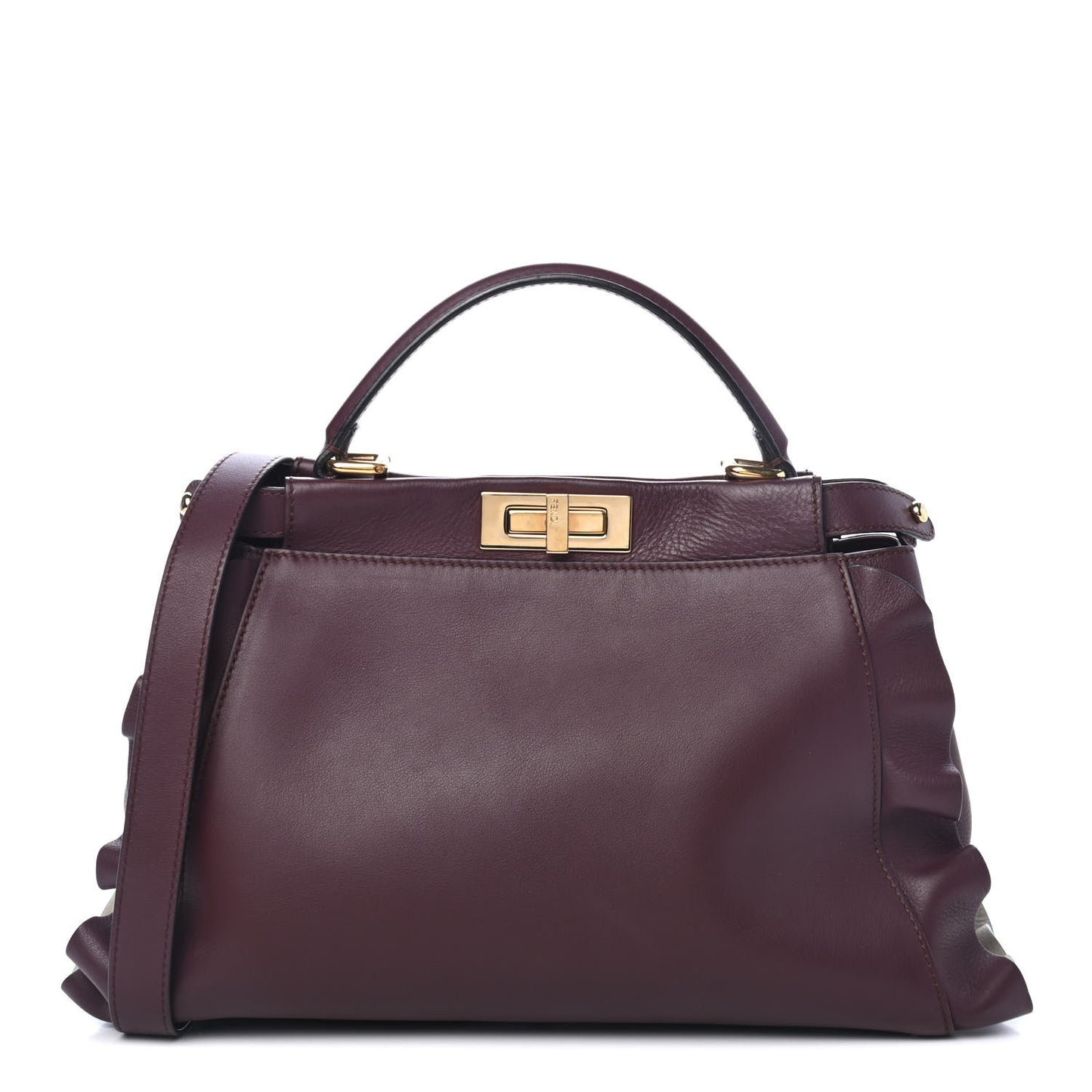 Vitello Seta Waves Bi-Color Medium Peekaboo Iconic Satchel Bordeaux Latte