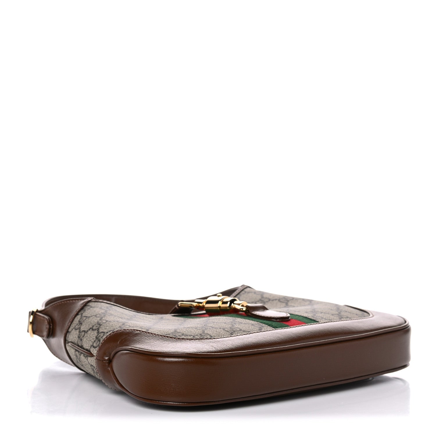 Gucci GG Supreme Monogram Azalea Calfskin Web Small Jackie 1961 Hobo Beige Ebony Brown Sugar 4 of 13