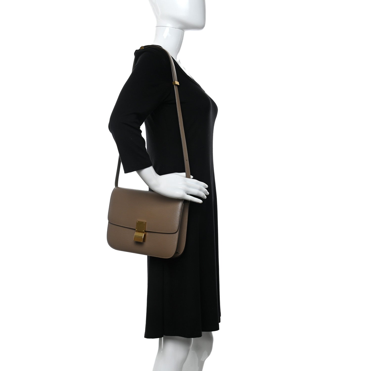 Celine Box Calfskin Medium Classic Box Flap Bag Taupe 2 of 9