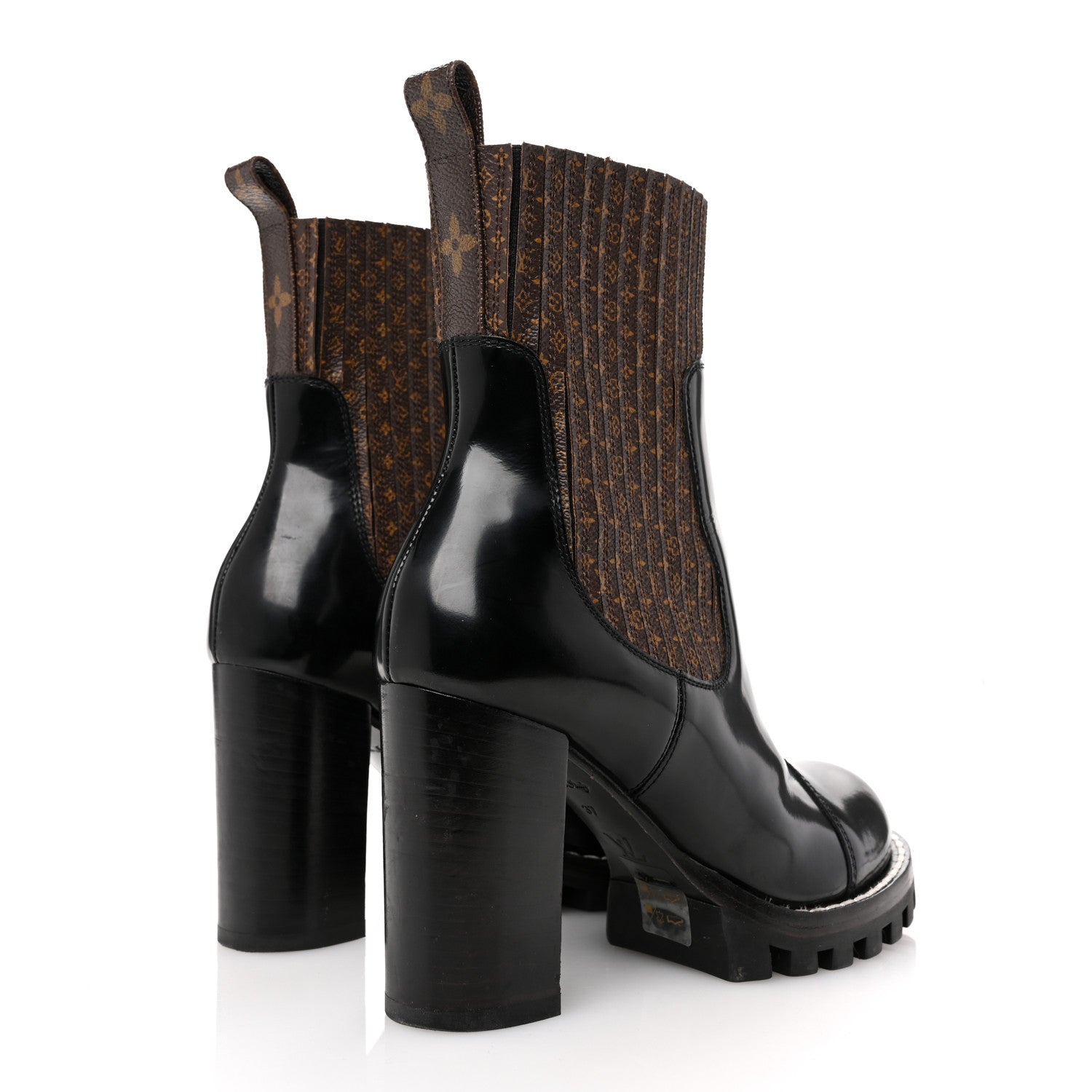 Louis Vuitton Patent Nano Monogram Ankle Star Trail Boots 37 Black 5 of 13