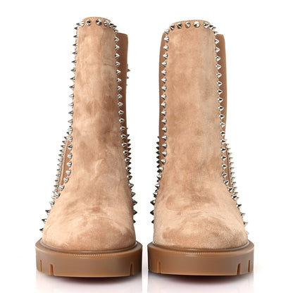 Christian Louboutin Suede Spikes Chelsea Outline Boots 39 Beige 3 of 9