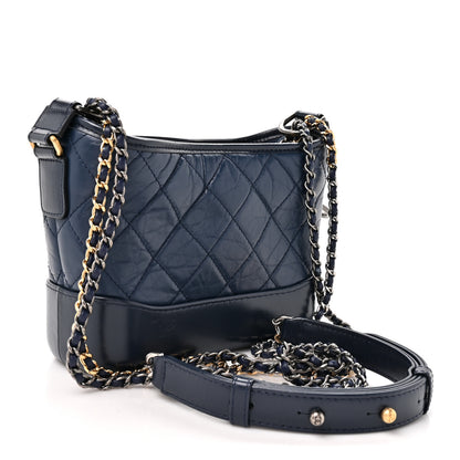 Chanel Aged Calfskin Quilted Small Gabrielle Hobo Navy 3 of 10