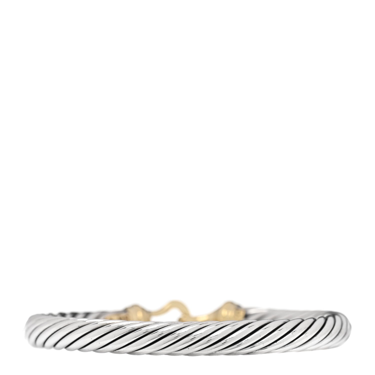 David Yurman Sterling Silver 14K Yellow Gold 7mm Cable Classic Buckle Bracelet 2 of 4