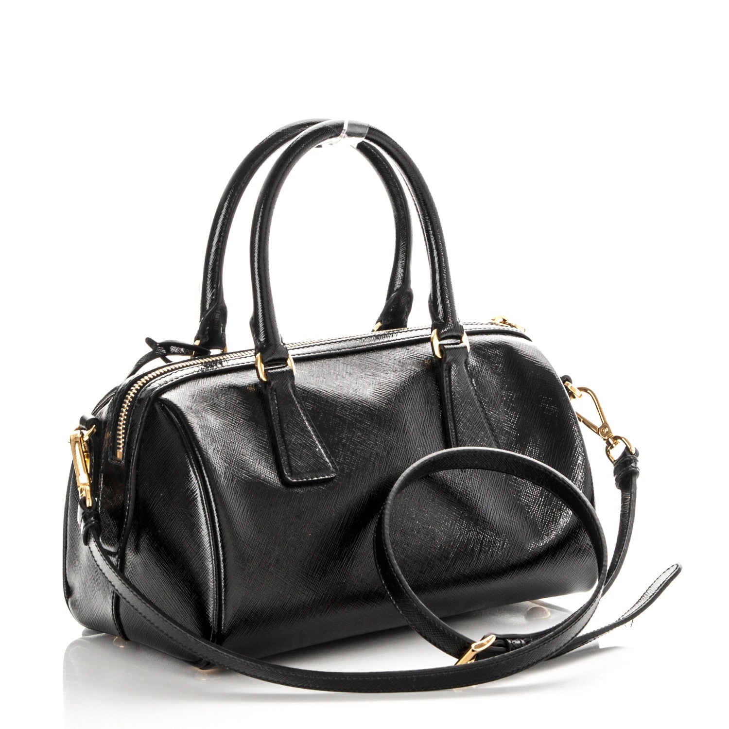 Prada Saffiano Vernice Petite Bowler Black 3 of 6