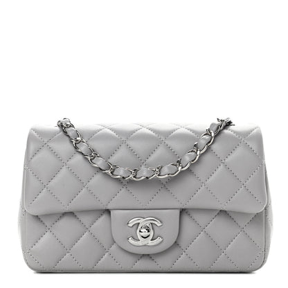 Chanel Lambskin Quilted Mini Rectangular Flap Grey 1 of 12