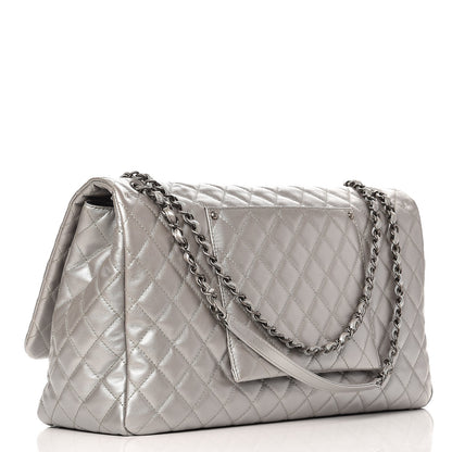 Chanel Metallic Caviar Quilted XXL Travel Flap Bag Silver 3 of 7