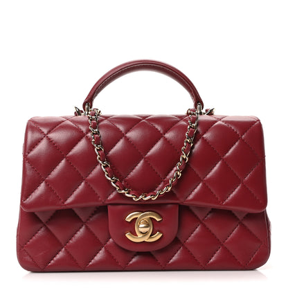 Chanel Lambskin Quilted Mini Top Handle Rectangular Flap Burgundy 1 of 10