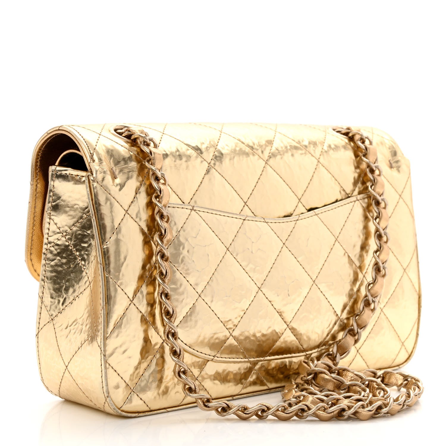 Chanel Hammered Metallic Calfskin Quilted Small Double Flap Gold 3 of 12