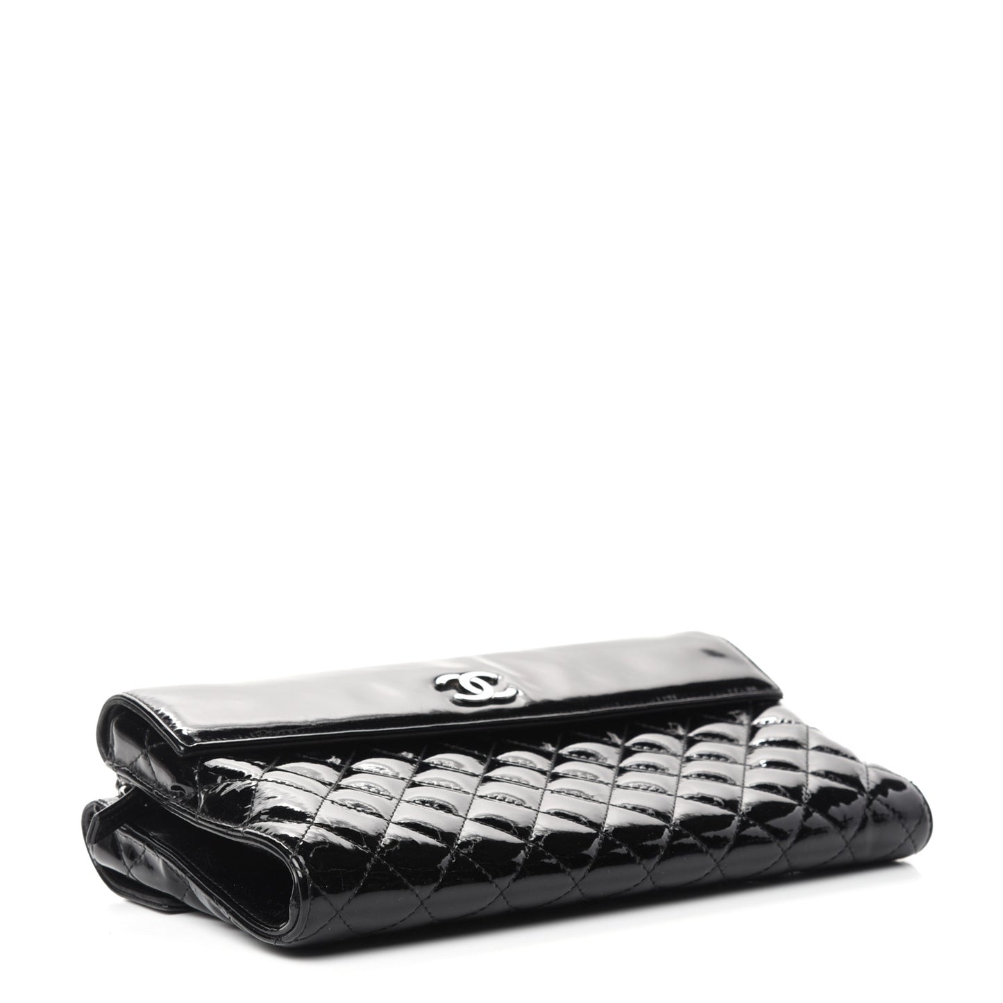 Patent Quilted Double Sided Crossbody Bag Black