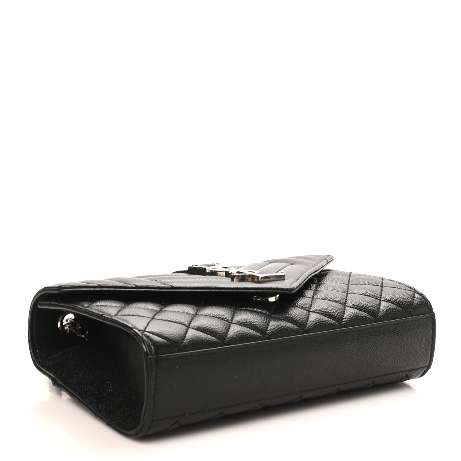 Saint Laurent Grain De Poudre Textured Mixed Matelasse Triquilt Small Monogram Satchel Black 4 of 9