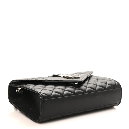 Saint Laurent Grain De Poudre Textured Mixed Matelasse Triquilt Small Monogram Satchel Black 4 of 9