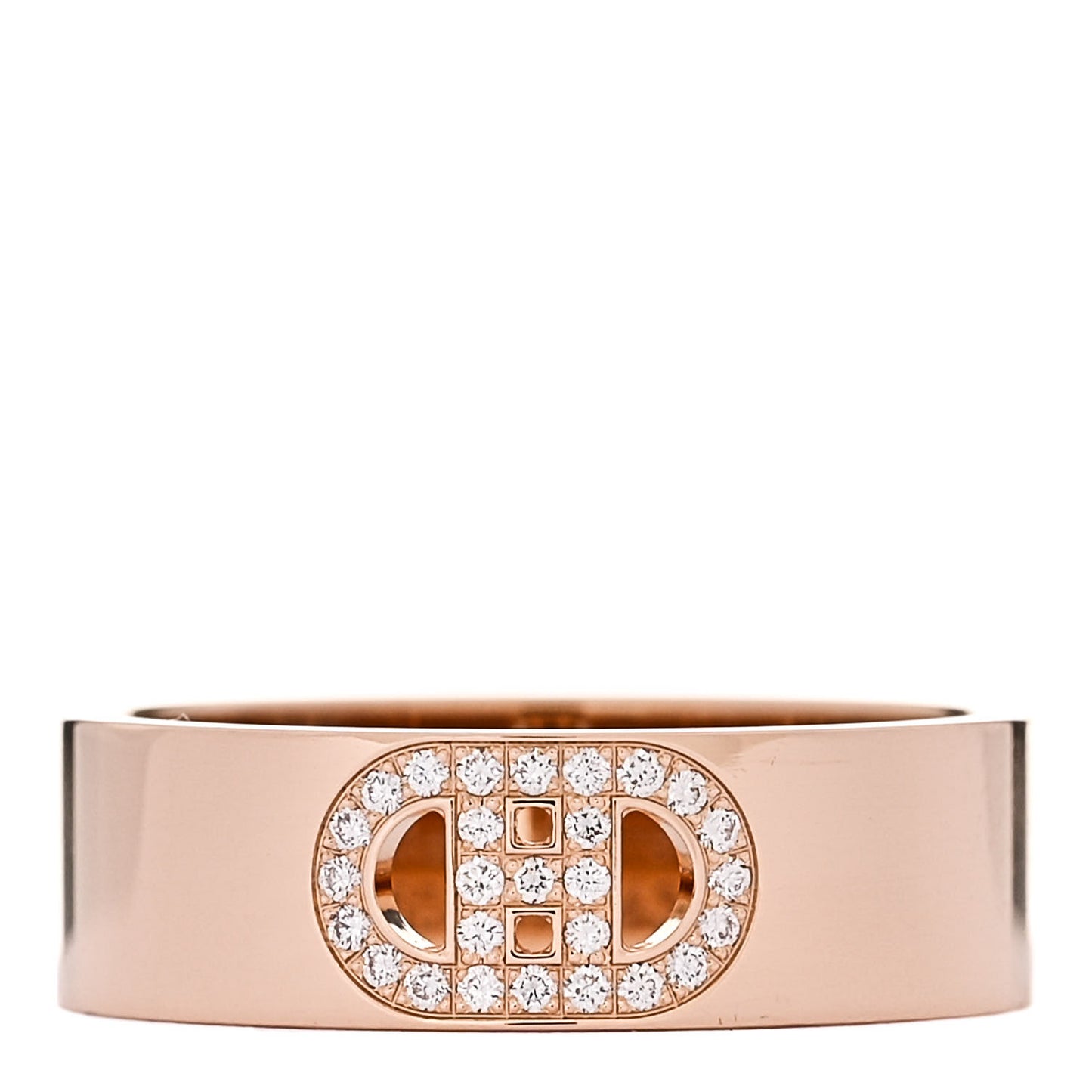 18K Rose Gold Diamond PM H D'Ancre Ring 51 5.75