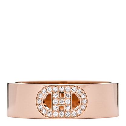 Hermes 18K Rose Gold Diamond PM H D'Ancre Ring 51 5.75 1 of 5