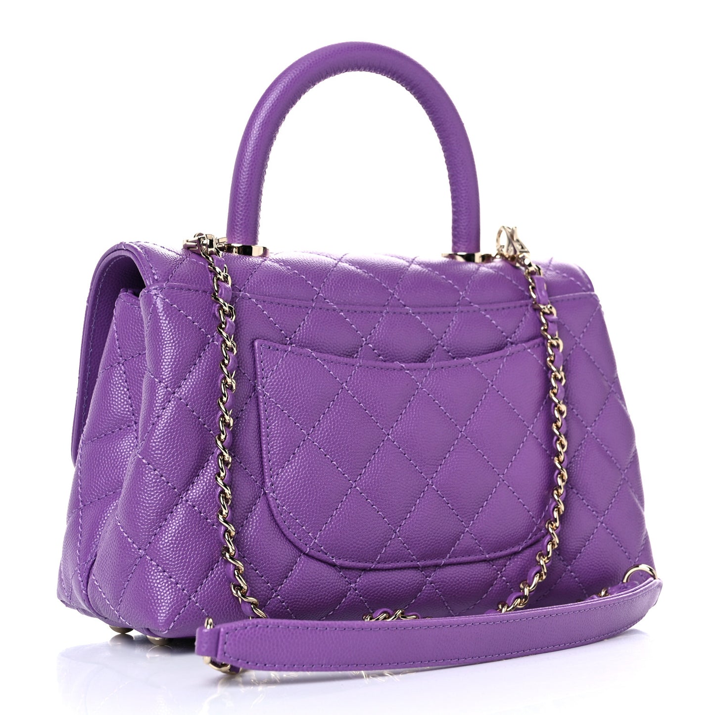 Caviar Quilted Mini Coco Handle Flap Purple