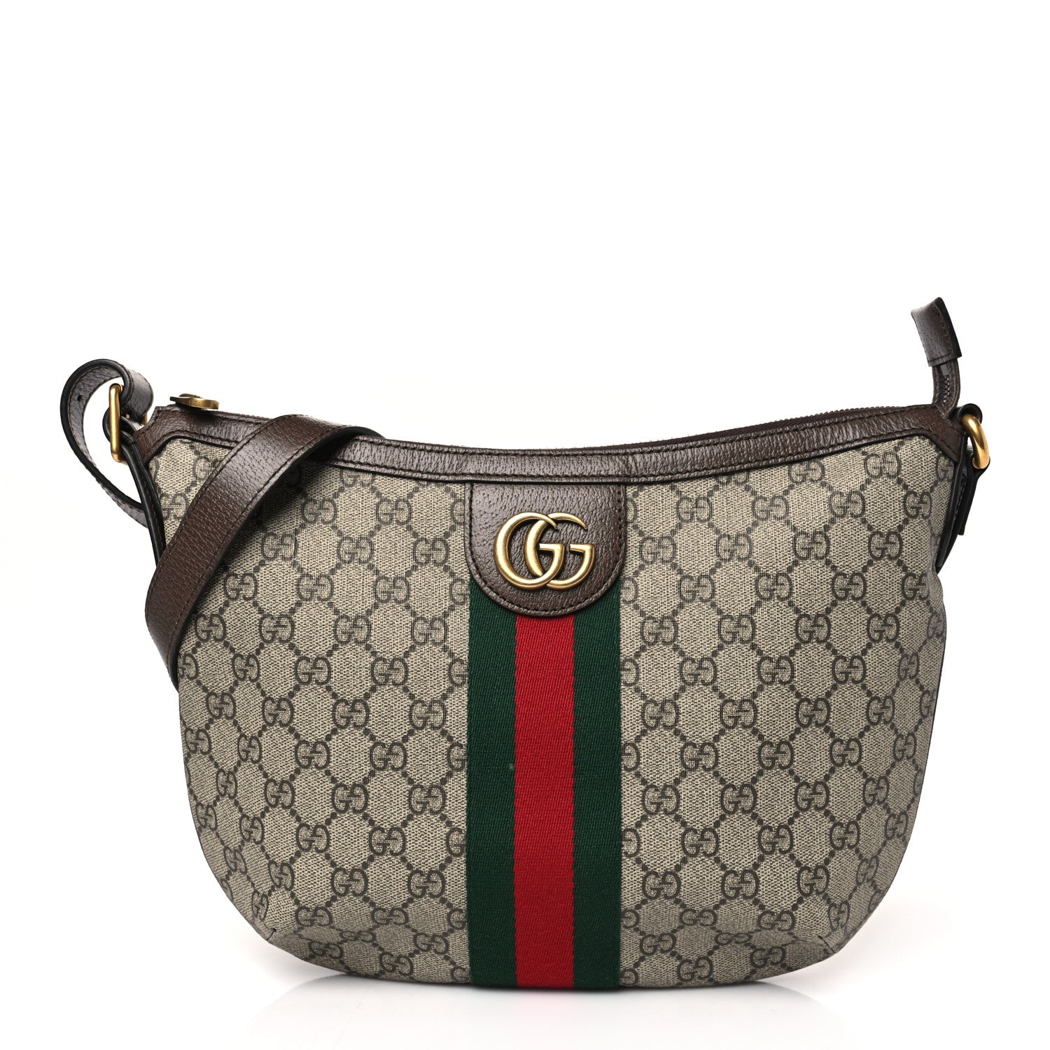 Gucci GG Supreme Monogram Web Small Ophidia Half Moon Hobo Brown 1 of 9