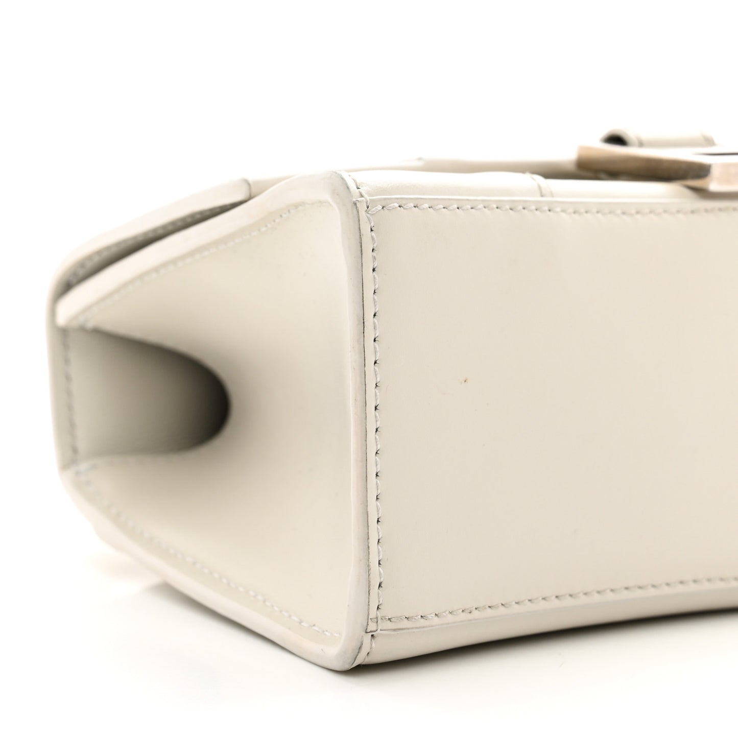 Shiny Box Calfskin Hourglass Top Handle Bag XS Chalky White